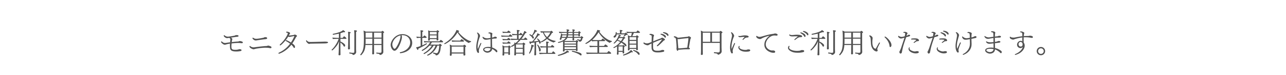 モニター利用の場合は諸経費全額ゼロ円にてご利用いただけます。